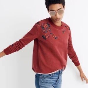 Mile(s) by Madewelll burnt red sweatshirt with rose embroidery